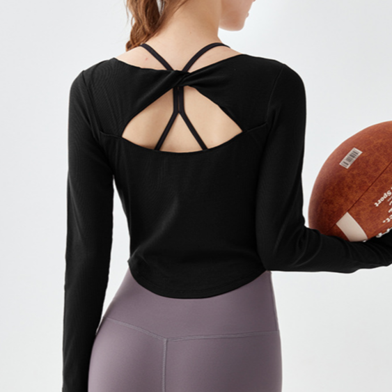 バックツイストラウンドヘムリブカットソー 2366