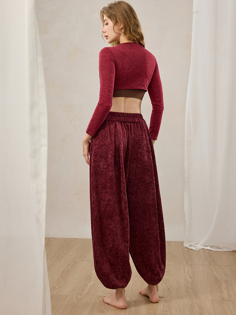 クリスマスレッド瞑想ゆったりバルーンヨガパンツ 3134