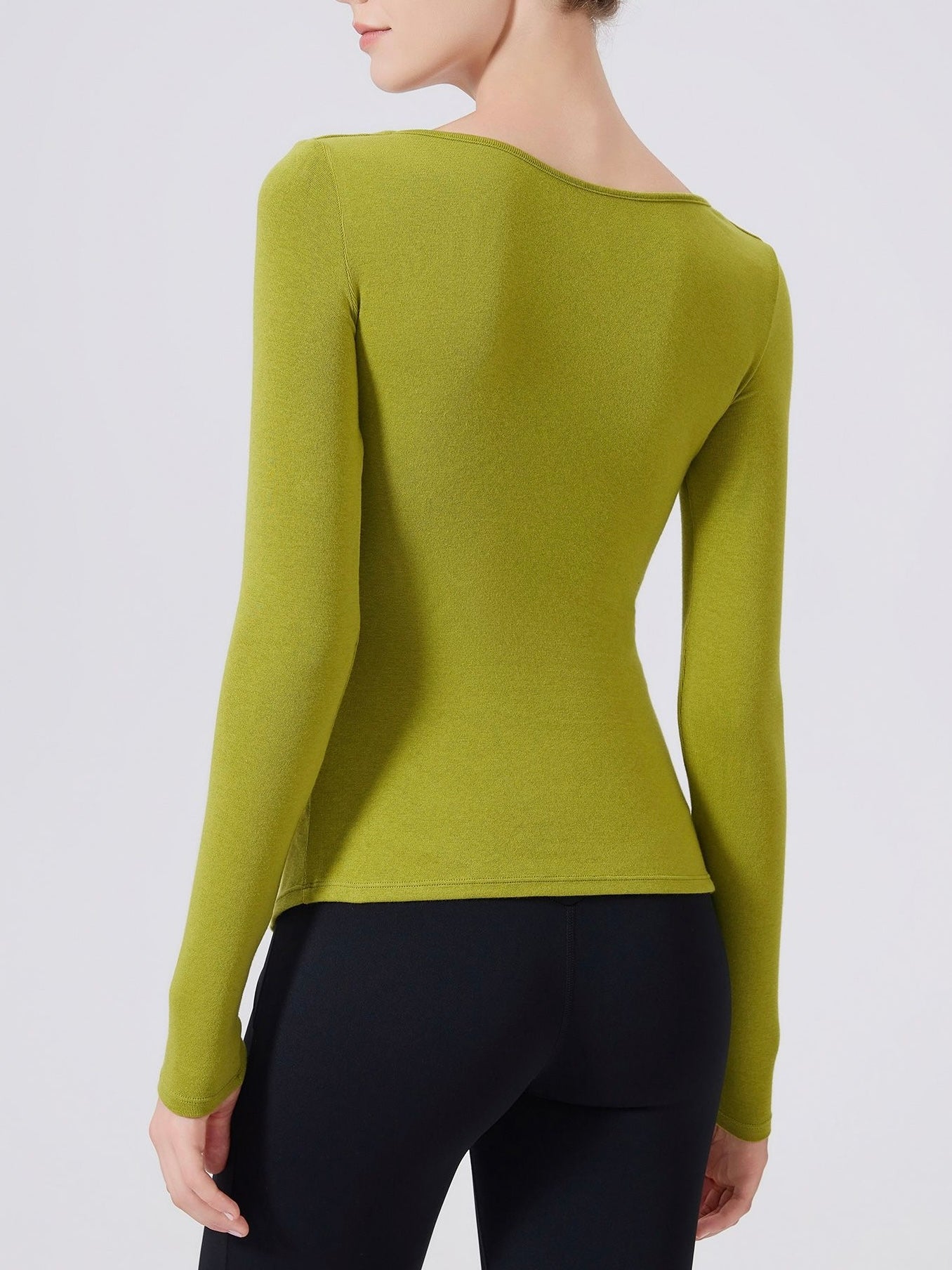 結び目デザインロングスリーブヨガトップス 2402