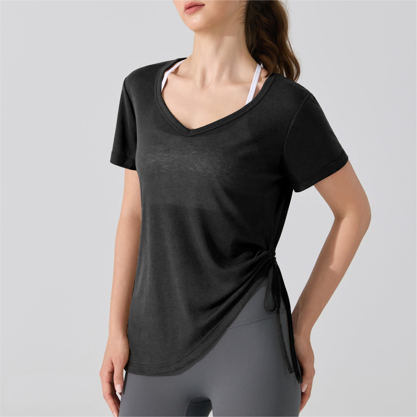カジュアルテンセルドロスト半袖Tシャツスポーツウェアトップス 2467