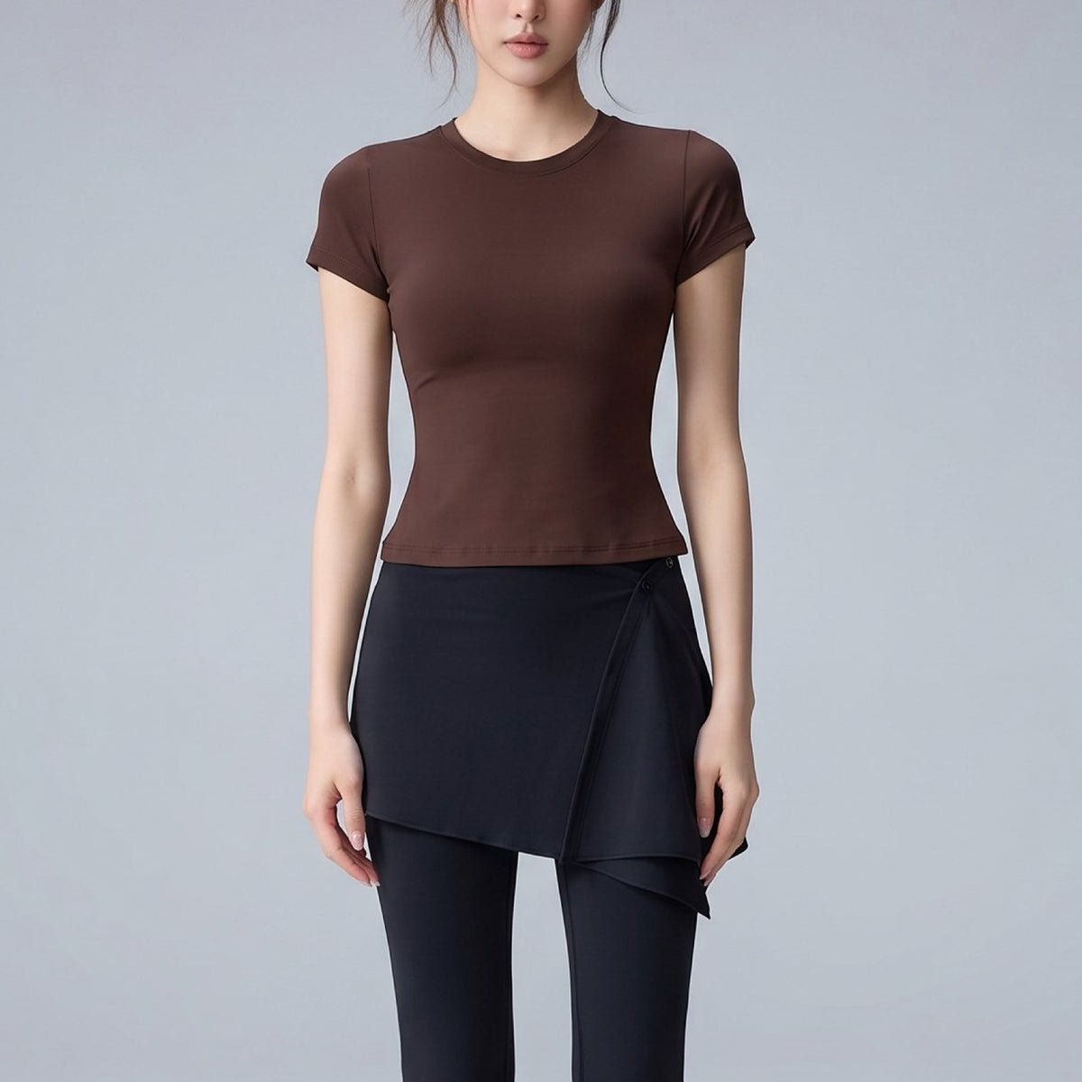 薄手スリムTシャツヒップカバーフレアパンツ2点セット 4138
