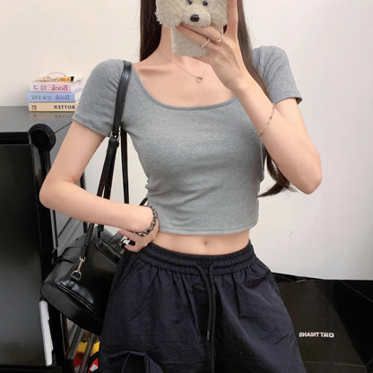 セクシーギャル風背中魅せカップ付き半袖Tシャツ 2545