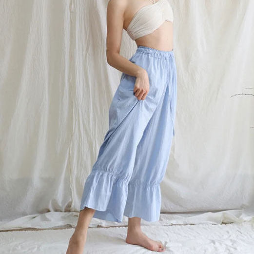 ラフ綿混ゆったりドローストリングバルーンパンツワイドパンツ 3155