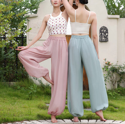 リネンゆったり美脚バルーンパンツヨガパンツロングパンツ 3162