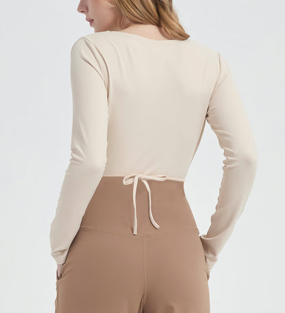 長袖クロスVネックヨガピラティスランニングダンストップス 2430