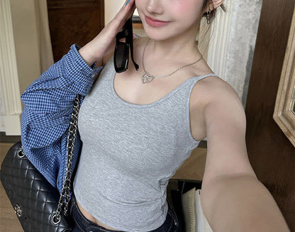 セクシーレース切替カップ付きインナーキャミソール 2496
