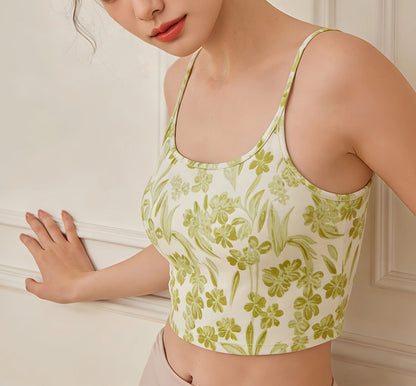 プリントキャミソールヨガウェアブラカップ付きフィットネスブラトップ 2426