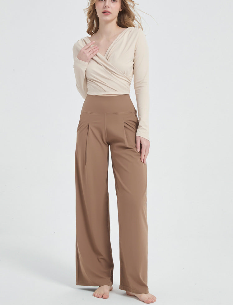 長袖クロスVネックヨガピラティスランニングダンストップス 2430