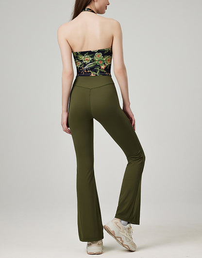 ファッション弾力性ヨガベストスポーツ花柄カップ付き上下セット 4107