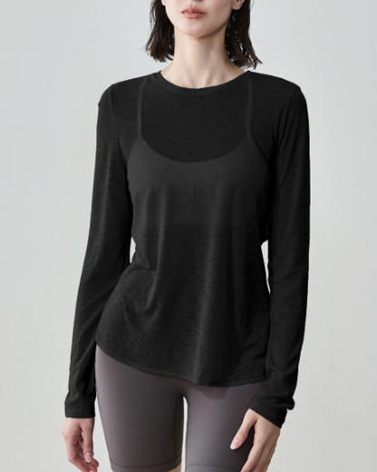 マイレバッククロス杢シアーロングカットソー 2368