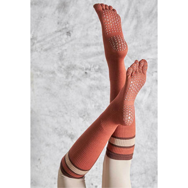 デセールバイカラーロングヨガソックス 5036