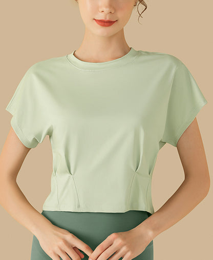 スポーツウェア半袖ショート丈フィットネスTシャツヨガウェアトップス 2459
