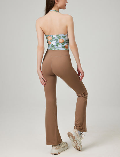 ファッション弾力性ヨガベストスポーツ花柄カップ付き上下セット 4107