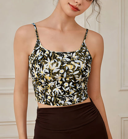 プリントキャミソールヨガウェアブラカップ付きフィットネスブラトップ 2426