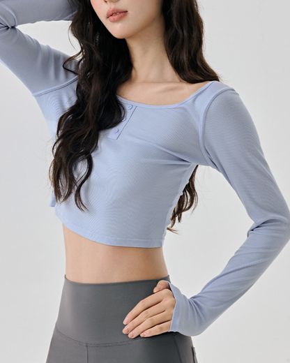 フォレヘンリーネッククロップドヨガトップ 2354