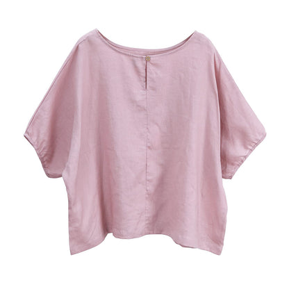 カジュアルリネンゆったりバルーンスリーブTシャツトップス  2475