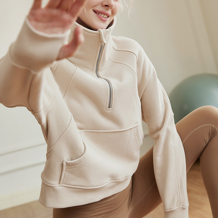 スタンドカラーハーフジッププルオーバー 2367