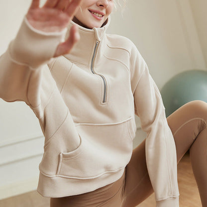 スタンドカラーハーフジッププルオーバー 2367