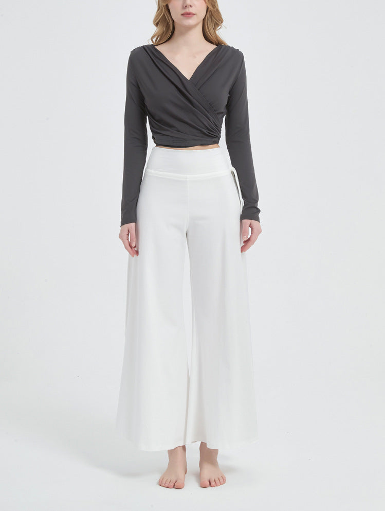 長袖クロスVネックヨガピラティスランニングダンストップス 2430