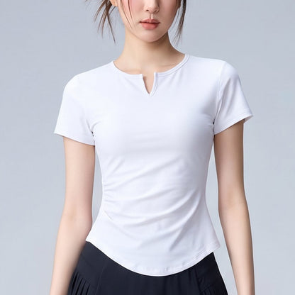 着痩せギャザーTシャツプリーツミニスカート2点セット 4127