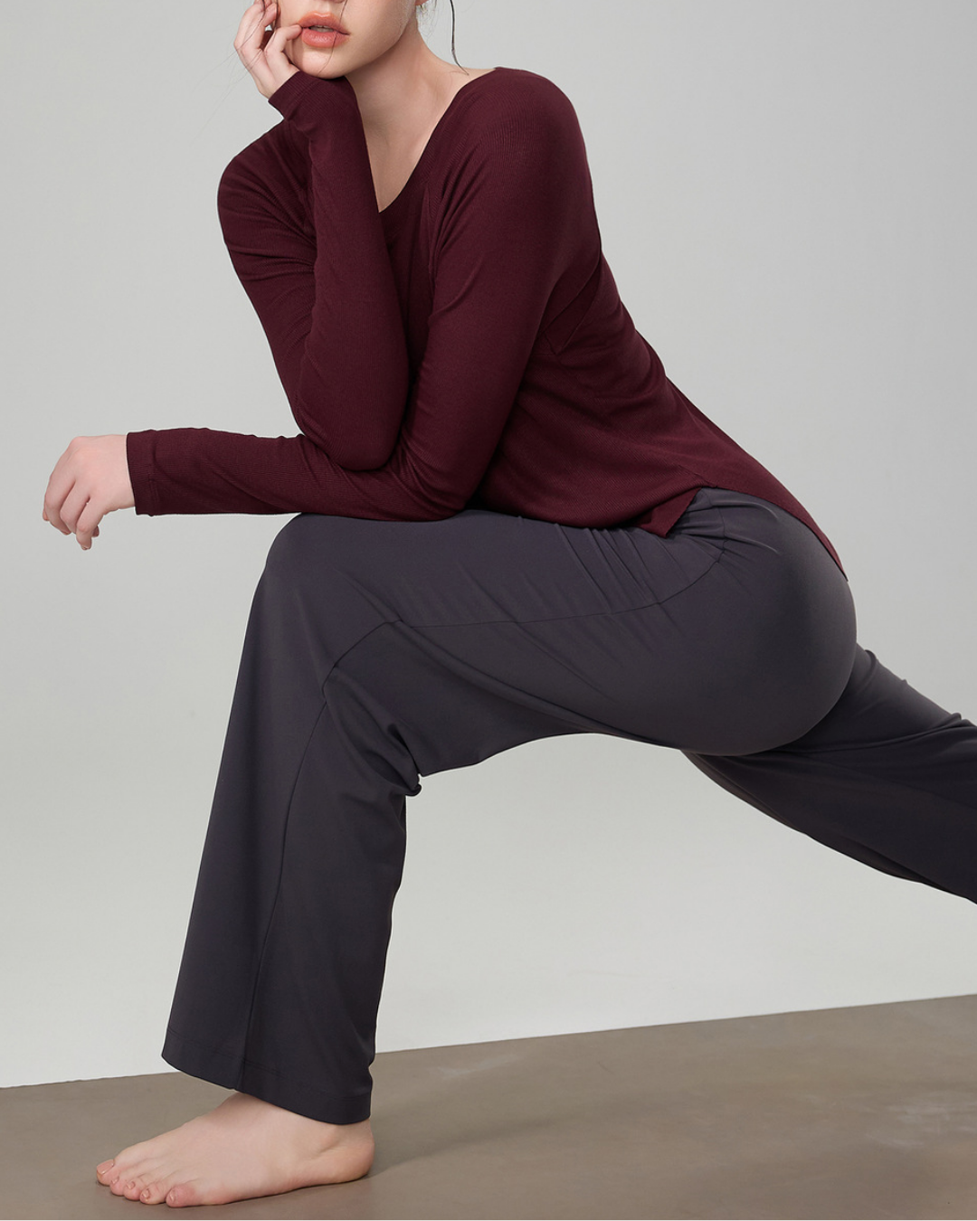 マルボートネックリブニットロングトップ 2255
