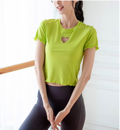 Tシャツ半袖ショート丈速乾フィットネスランニングヨガウェアトップス 2437