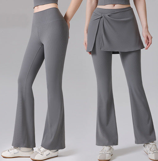 ハイウエストリブヒップカバー付きフレアパンツ 3187