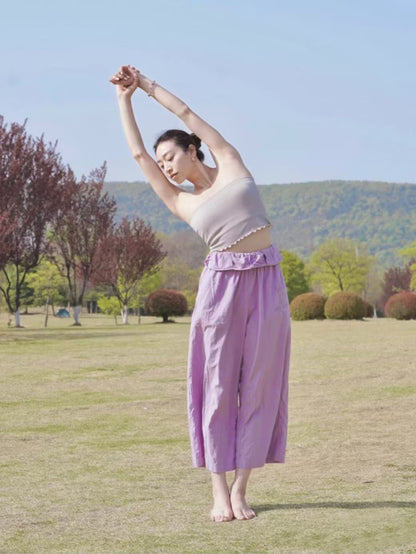 花びらデザインのゆったりヨガパンツ 3089