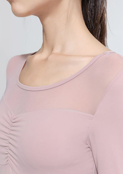 フロントシャーリングロングスリーブヨガ トップス 2400