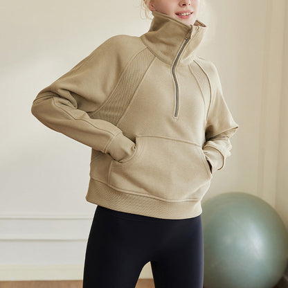 スタンドカラーハーフジッププルオーバー 2367