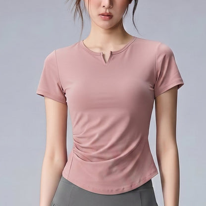 着痩せギャザーTシャツプリーツミニスカート2点セット 4127