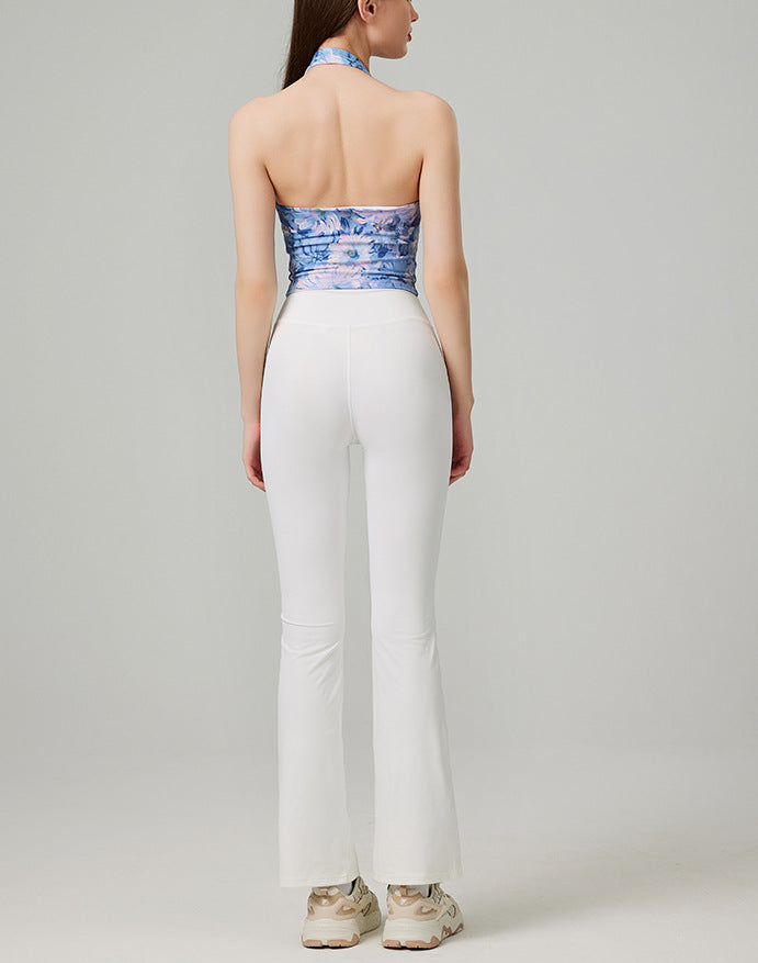 ファッション弾力性ヨガベストスポーツ花柄カップ付き上下セット 4107