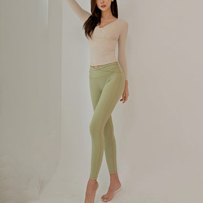 くすみカシュクールヨガロングトップ 2262