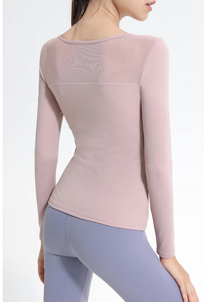 フロントシャーリングロングスリーブヨガ トップス 2400