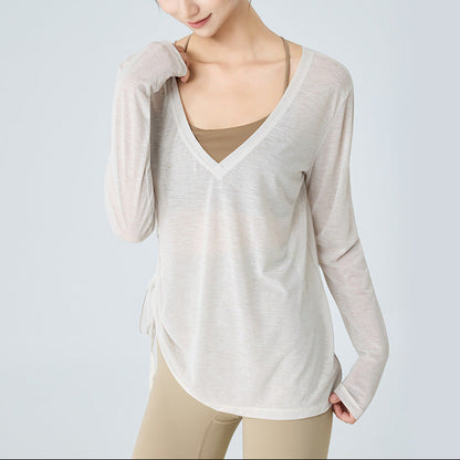 バックオープン2WAYゆったりヨガウェアトップス 2411