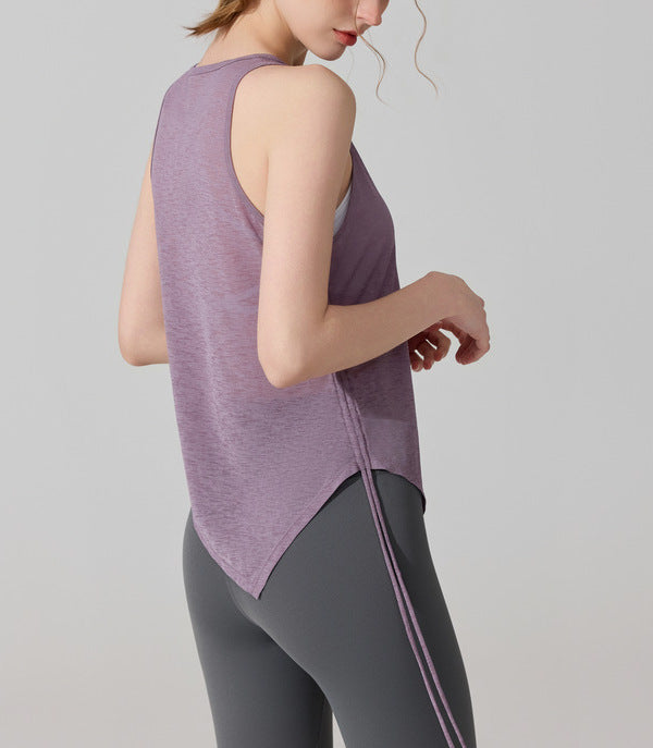 アシメ裾ドローストリングシアー感ノースリーブ 2553