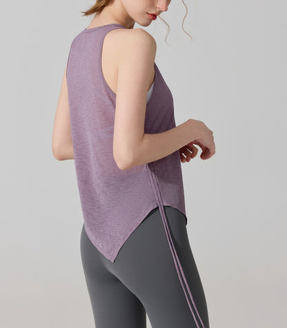 アシメ裾ドローストリングシアー感ノースリーブ 2553