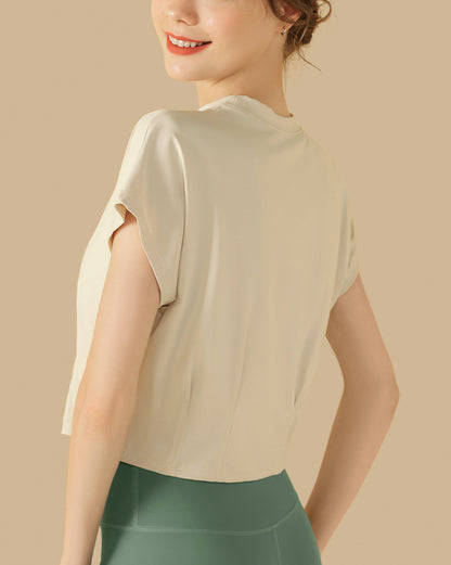 スポーツウェア半袖ショート丈フィットネスTシャツヨガウェアトップス 2459