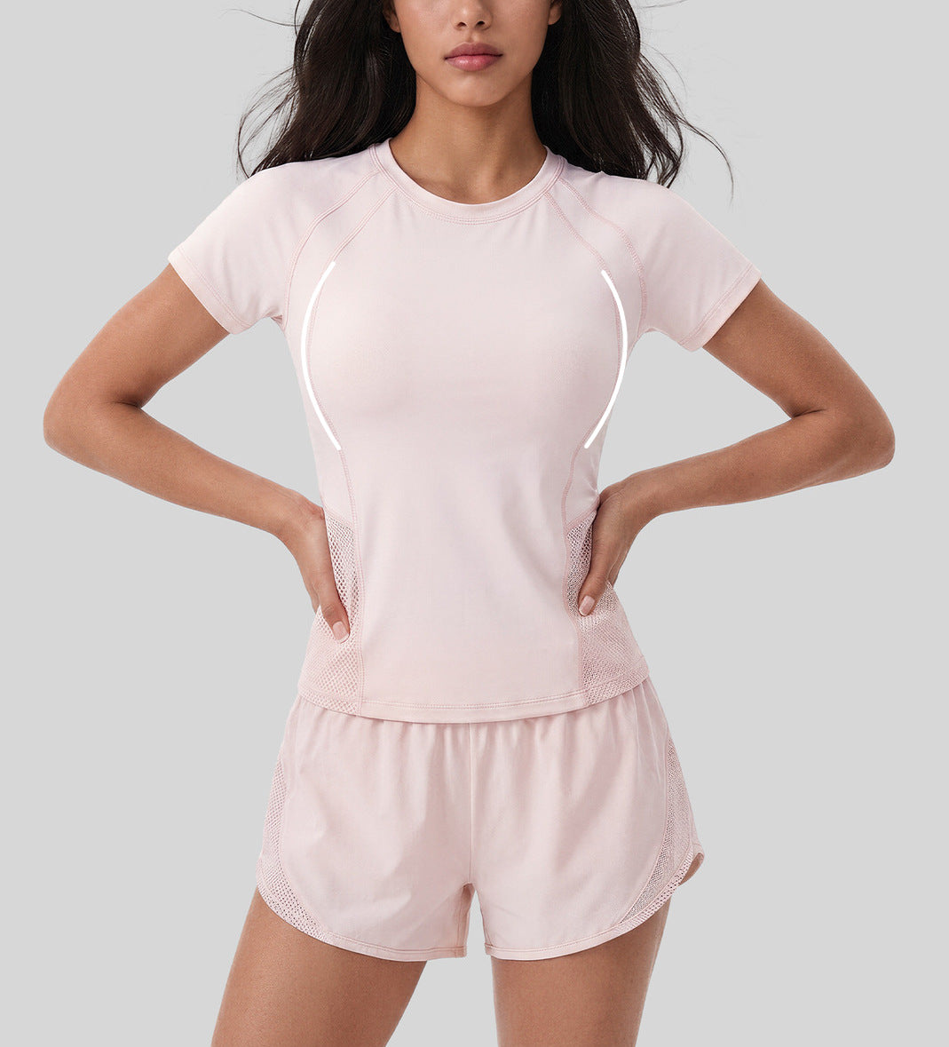 メッシュ切替速乾フィットネスTシャツ 2578
