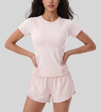 メッシュ切替速乾フィットネスTシャツ 2578
