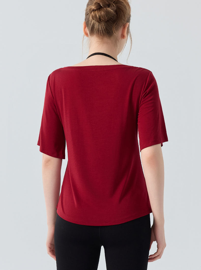 フィットネス半袖VネックスポーツウェアTシャツシアートップス 2473