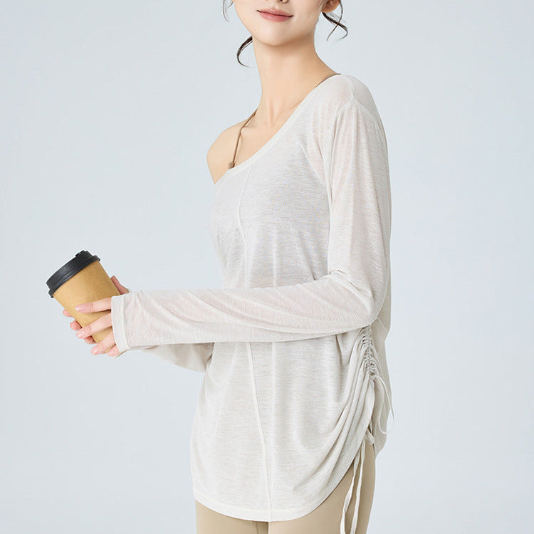 バックオープン2WAYゆったりヨガウェアトップス 2411