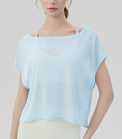 ヨガウェア半袖ゆったり体型カバーフィットネストップス 2461