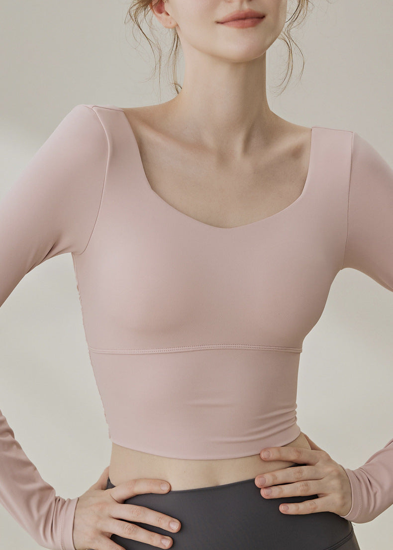 セクシー背中見せメッシュ切替カップ付きトップス 2533