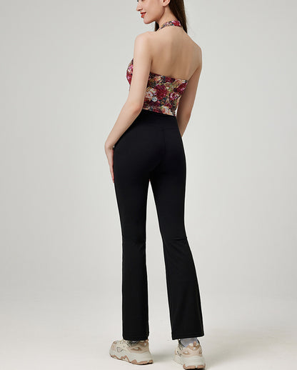 ファッション弾力性ヨガベストスポーツ花柄カップ付き上下セット 4107