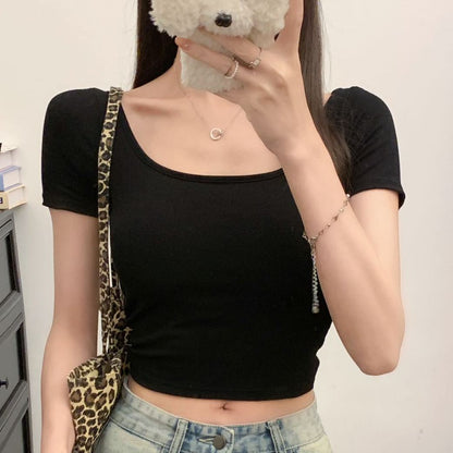 セクシーギャル風背中魅せカップ付き半袖Tシャツ 2545
