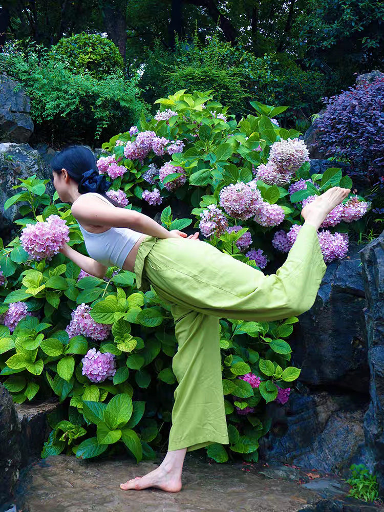 花びらデザインのゆったりヨガパンツ 3089