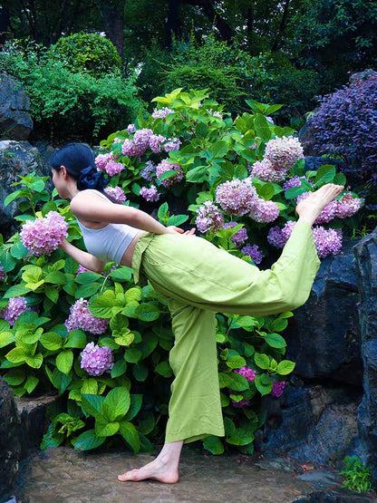花びらデザインのゆったりヨガパンツ 3089