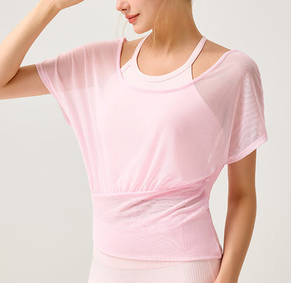 メッシュ半袖Tシャツブラトップスポーツウェアトップス2点セット 2469