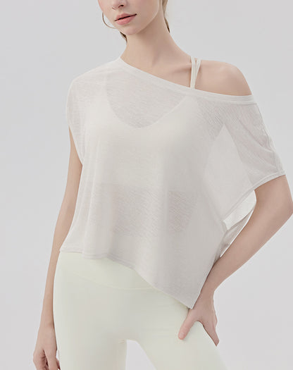 ヨガウェア半袖ゆったり体型カバーフィットネストップス 2461